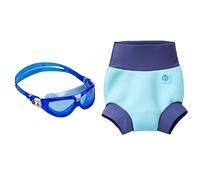 Aqua Sphere Seal Kid 2 Swimming Goggles Blue & White - Blue Lens & Splash About Happy Nappy Blue Cobalt 3-4 Years