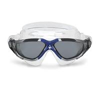 Aqua Sphere Vista Adult Unisex Swim Goggles - OneTouch Custom Fit, Wide Peripheral Vision - Durable Mask for Active Open Water Swimmers - Smoke lens, Transparent/Dark Grey Frame