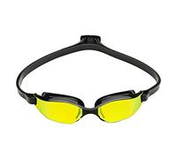 Aqua Sphere XCEED Adult Swim Goggles - Curved Lens Technology, Adjustable Nose Bridge - Ideal Partner for Performance Swimmers - Yellow Titanium Mirror Lens/Black Frame