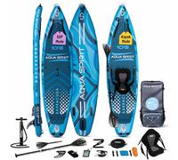 Aqua Spirit Barracuda ISUP/Kayak Inflatable Stand Up Paddle Board 2025 | 10'6x32”x6” | Complete Conversion Kit with Paddle, Backpack and more accessories | Adult Beginner/Expert | Blue