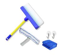 Aqua Swipe Window Cleaner, Aquaswipe Window Squeegee, AquaSwipe Recyclable Silicone Window Squeegee Kit with Silicone Squeegee & Microfiber Scrubber for Shower Glass Mirror Door Car (Blue)