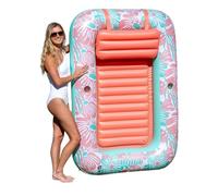 Aqua Tanning Pool Lounger Float - Inflatable Pool for Kids and Adults - Large 71" x 48” - Pink Flower Coral