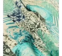 Aqua Teal Blue Full Patchwork Upholstery Fabric, Aqua, 10cm x 8cm Sample