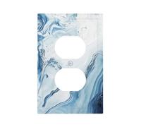 Aqua Teal Blue Grey White Marble 1 Gang Device Electrical Duplex Outlet Plate Covers Decorative Single Duplex Wall Plate Receptacle Light Switch Cover