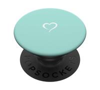 Aqua Teal Blue Hand Drawn Heart Minimalist Love PopSockets Adhesive PopGrip