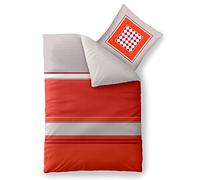 aqua-textil Trend 2-Piece Bed Linen 155 x 220 cm Cotton Duvet Cover Tabita Stripes Dots Grey Red Orange