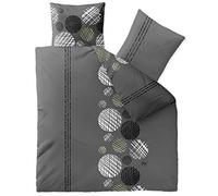 aqua-textil Trend 3-Piece Bed Linen 200 x 220 cm Cotton Duvet Cover Ciara Polka Dots Stripes Grey Anthracite White