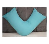 (Aqua) V Pillowcases Covers Polycotton Back Neck Maternity Support V Cushion Cases Only