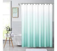 Aqua White Gradient Waffle Weave Shower Curtain Water Resistant Ombre Print Bathroom Spa Hotel Decorative Fabric Shower Curtain Liner with 12 Grommets(Cream White/Aqua Blue, 70"x72")