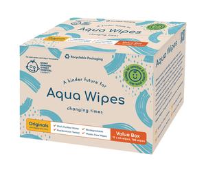 Aqua Wipes Originals Baby Wipes, 100% Biodegradable, Plastic Free, 99.6% Purifie