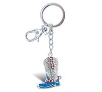 Aqua79 Crystal Charm Keychain, Rhinestone Silver Women Key Ring - Cowboy Boot
