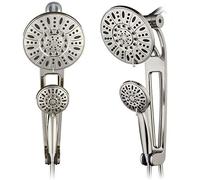 AQUABAR High-Pressure 48-Mode 3-Way Shower Spa Combo with Adjustable 18" Extension Arm for Easy Reach & Mobility! Enjoy Luxury 7" Rain & Handheld Shower Head Separately or Together! Brushed Nickel
