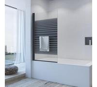 AQUABATOS Bath Screen No Drilling 80 x 140 cm 1 x Shower Screen with Towel Holder 5 mm Safety Glass Transparent with Nano Coating 180° Rotation