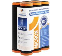 Aquaboon 1 Micron Carbon Block Water Filter 10 x 2.5 - CTO Whole House Water Filters for Countertop, Under Sink Setup Compatible with FXWTC, 6 Pack
