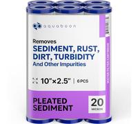 Aquaboon 20 Micron 10" x 2.5" Pleated Sediment Water Filter Cartridge, Universal Replacement for Any 10-inch RO Unit, Compatible with R50, 801-50, WFPFC3002, WB-50W, SPC-25-1050, WHKF-WHPL, 6-Pack