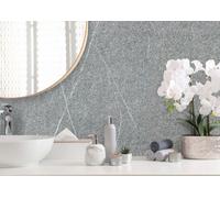 Aquabord 2X Shower Wall Panels Bundle - Pietra Grey Marble - Offer Includes 1 Panel, 1 Tube Adhesive, And 1 Edge Trim