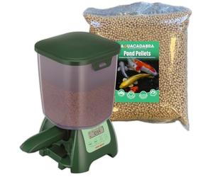 Aquacadabra 2Kg Fish Food Pellets & P7000 Automatic Pond Fish Feeder Bundle Kit