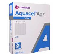 Aquacel AG Extra Silver Hydrofiber Wound Dressing 5cm x 5cm, 2"x2" x10 420671