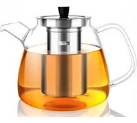 Aquach 42oz Glass Teapot with Stainless Steel Infuser, Stovetop & Dishwasher Safe, Ideal for Loose Leaf & Flowering Tea