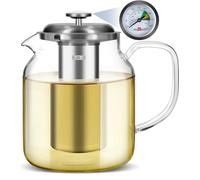 Aquach 68oz Glass Teapot with Built-in Thermometer, Stovetop & Dishwasher Safe, Borosilicate Carafe and Stainless Steel Removable Infuser