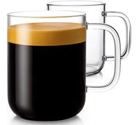 Aquach Glass Mugs 20 oz Set of 2, Extra Large Clear Glass Cup with Handle for Hot/Cold Coffee Tea Beverage, Drinking Glasses