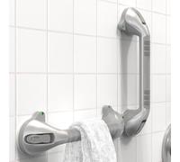 AquaChase 17“ Suction Shower Grab Bar with Indicators, Tool-Free Installation, Steady Handle for Balance Assist for Bathtub, Toilet, Bathroom, Dual Tone, Silver/Gray 2-Pack
