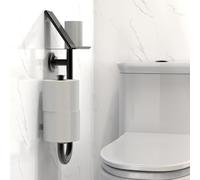 AquaChase 3-in-1 Toilet Safety Grab Bar with Built-in Tissue Paper Holder and Phone Shelf, for 2 Mega Rolls, 250lbs Weight Support When Mounted in Stud, Matte Black Right-Hand