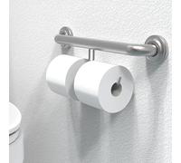 AquaChase ADA Compliant Grab Bar with Toilet Paper Holder (2 Mega Rolls), 500lbs Weight Support, 1-1/4 x 16 inch for Stud Mount, Brushed Nickel