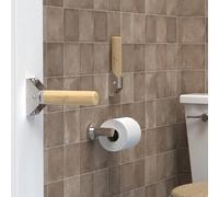 AquaChase Jamb Mount Flip up Bamboo Grab Bar for Stability, Doorway Balance Assist Folding Handle, Mobility Aids for Seniors and Disabled Persons, 300lbs Support, Brushed Nickel Pack of 2, DWH-BNX2