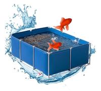 Aquaculture Pool, Above Ground Temporary Holding Tank with Metal Bracket for Koi and Turtles, Durable Canvas Frame Design