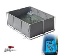 Aquaculture Pool Canvas Frame, Temporary Holding Tank with Metal Bracket for Koi and Turtles, Large Fish Pond
