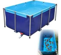 Aquaculture Water Tank Cistern Steel frame Multifunction PVC Canvas Temporary Fish Pond,Large PVC Canvas Fish Pond for Aquariums & Pools, Durable Outdoor Aquaculture Water Tank with Drain Va