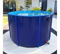 Aquaculture Water Tank Cistern Steel frame Multifunction PVC Canvas Temporary Fish Pond,Round Above Ground Canvas Fish Pond with Frame - 1.3m x 0.8m Aquarium Pool for Koi, Water Storage & Ir