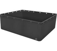 Aquaculture Water Tank with Drain Valve Durable Temporary Fish Pond，Foldable PVC Canvas Fish Pond - 1x1x1m Above Ground Pool with Drain Valve for Fish & Aquatic Animals, Black Outdoor Water