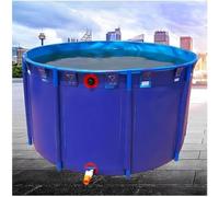 Aquaculture Water Tank with Drain Valve Durable Temporary Fish Pond，Large Round Canvas Fish Pond Pool with Bracket - Collapsible Aquaculture Water Tank for Outdoor Use, 1x0.6m, Ideal for Aqu