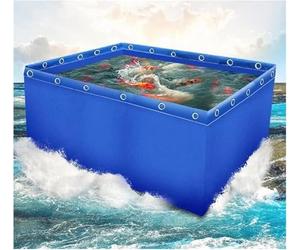 Aquaculture Water Tank with Drain Valve Durable Temporary Fish Pond，Waterproof Koi Bing Pond Liner, PVC Canvas for Ornamental Pools & Garden Irrigation, 1x2.3x0.8m, Ideal for Fish, Lobster &
