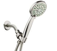 AquaDance Antimicrobial/Anti-Clog High-Pressure 6-setting Hand Shower, Microban Nozzle Protection from Growth of Mold, Mildew & Bacteria for Stronger Shower! Brushed Nickel Finish