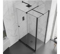 Aquadart Rolla 8 Bathroom Modern Enclosure Wetroom Shower Recess Wall Profile Matt Black Finish