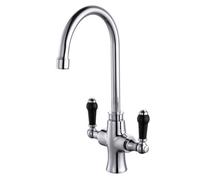 Aquadart Tre Mercati Kitchen Tap Victoria Black Twin Lever Traditional Sink Mixer Tm92090