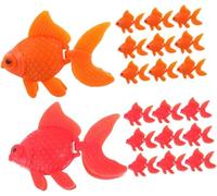 AquaDecor Artificial Plastic Fish Ornaments - 20pcs Tropical Floating Fish Decor for Aquarium Tank in Orange and Red