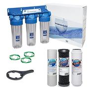 Aquafilter 3 Stage Whole House Water Purifier and Softener Filter Kit Salt Free 1" 1/2" 3/4" BSP (3/4" BSP)
