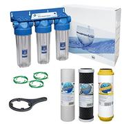 Aquafilter 3 Stage Whole House Water Purifier and Softener Filter Kit Salt Free 1",1/2",3/4" BSP (3/4" BSP)