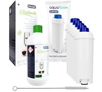 Aquafloow 5 Pack Water Filter Replaces DLSC002, SER3017, Compatible with Magnifica, Caffe Cappuccino, ECAM, ETAM, EPAM, ESAM, BCO, Including DeLonghi EcoDecalk 500 ml