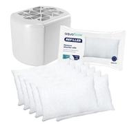 Aquafloow Dehumidifier Moisture Killer + 10x250g Refill Bag Granules | White, Electricity-Free, Continuous Operation, Up to 20m2, 11x13x10cm