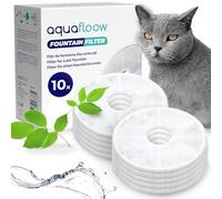 AquaFloow Round Cat Fountain Filters - 5 Replacement Filters for Cat Water Fountains with Carbon Filter and Filter Net - Drinking Fountain Cat Filters compatible with Catit Flower, Fresh & Clear