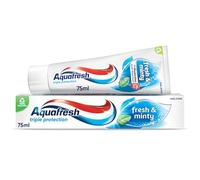 Aquafresh Fresh and Minty Fluoride Toothpaste, Triple Protection, Rebuilds enamel Strength, Helps protect gums* and Refreshes breath, 75ml