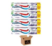 Aquafresh Toothpaste - Whitening & Fresh Breath with Fluoride | Removes Surface Stains, Protects Teeth & Gums - with Hadco Bamboo Toothbrush & Travel Case - (Pack 4, Active White)