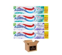 Aquafresh Toothpaste - Whitening & Fresh Breath with Fluoride | Removes Surface Stains, Protects Teeth & Gums - with Hadco Bamboo Toothbrush & Travel Case - (Pack 4, 2-Active Fresh & 2-Active White)