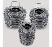 Aquagart Galvanised Barbed Wire, 1.6/1.7 mm for Wild Fence, Forestry Fence, Knot Mesh, Barbed Wire, Silver Barbed Wire, 10 cm, 2-Wire/4-Pointed, Blade Wire, Willow Wire Roll (Barbed Wire 250 m)
