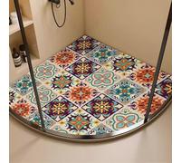 AquaGuard Non Slip Anti Mould Corner Shower Mat with Drain Hole, Soft Comfort PVC Loofah Mat, Quick Dry and Easy to Clean, 70x70cm(28x28inch)
